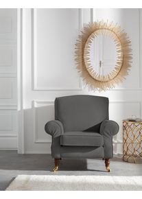 Sessel Home Affaire "Rennes", grau (mittelgrau), B:90cm H:90cm T:93cm, Baumwollmix (50% Baumwolle, 50% Polyester);Samtoptik (100% Polyester), Sessel, Sessel, in Samtoptik oder Baumwoll-Mix