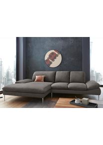 Ecksofa W.Schillig "enjoy&MORE, Designsofa, elegant und bequem, L-Form", grau (antracite s37), B:310cm H:87cm T:185cm, Chenille-Flachgewebe R66 (85% Polyester, 15% Nylon);Longlife Xtra-Leder Z59: Glattleder mit modischer Pr&auml;gung. Hautst&auml;rke 0, 9 - 1, 1 mm;Stoff S37 (100% Polyester), Sofas, Ecksofa, mit Sitztiefenverstellung, F&uuml;&szlig;e Chrom gl&auml;nzend, Breite 310 cm