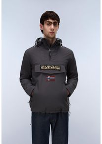 Anorak Napapijri "RAINFOREST POCKET 2 DARK GREY SOLID", Herren, Gr. XL, grau (dunkelgrau solid), Obermaterial: 100% Polyamid, Jacken Anorak, mit sportlichem Schnitt, f&uuml;r Erwachsene, aus Polyamid