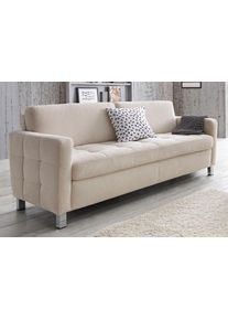 Sit & More 3-Sitzer SIT & MORE "Pablo", beige (creme), B:163cm H:78cm T:78cm, Kunstleder SOFTLUX / Struktur (100% Polyester);Flachgewebe (100% Polyester) / Struktur (100% Polyester), Sofas, 3-Sitzer