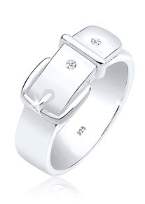 Diamantring Elli DIAMONDS "Ring G&uuml;rtel Diamant Wei&szlig; Brillantschliff (0.03 ct) 925 Sterling Silber" Gr. 56, wei&szlig;, Fingerringe, Damen, 56, P1 = bei 10-facher Vergr&ouml;&szlig;erung erkennbare Einschl&uuml;sse mit Diamanten, Silber 925 (Sterlingsilber), 16mm, Diamantring