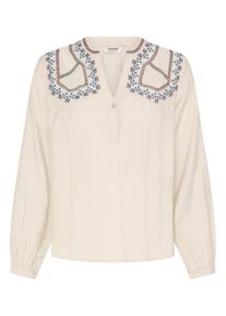 Langarmbluse B.Young "Langarm BYIRISA", Damen, Gr. 42, beige (birch), Obermaterial: 80% Viskose CV. 20% Polyester PES., Blusen Langarmbluse