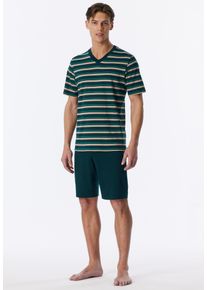Pyjama Schiesser "Casual Nightwear", Herren, Gr. 58, gr&uuml;n (725, tiefseegr&uuml;n), Single Jersey, Obermaterial: 100% Baumwolle, Homewear-Sets Pyjama
