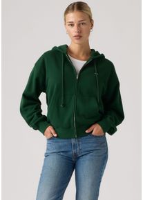 Levi's Hoodie LEVI'S "EVERYDAY FULL ZIP HOODIE SWEATSHIRT", Damen, Gr. L (40), gr&uuml;n (pine grove brushed fleece), Sweatware, Obermaterial: 58% Baumwolle, 42% Polyester, regular fit normal, ohne Ausschnitt, Rippb&uuml;ndchen, Sweatshirts Hoodie, mit Logo Stickerei