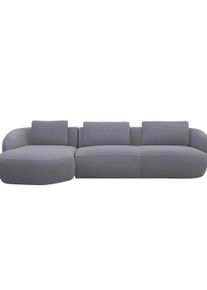 Wohnlandschaft FLEXLUX "Torino, rund, L-Form, Sofa-Ecke mit Recamiere, Longchair-Sofa", grau (steel), B:307cm H:85cm T:146cm, 100% Polyester, Sofas, Wohnlandschaft, Modernes, organisches Sofa-Design, Kaltschaum, Wellenunterfederung