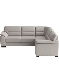 Sit & More Ecksofa SIT & MORE "Montego Leder, L-Form, B: 255cm", beige (light grau), B:255cm H:88cm T:225cm, Sofas, Ecksofa, wahlweise mit Schlaffunktion und Schubkasten