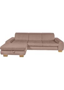 Ecksofa, rosa (rose), SET ONE BY Musterring, Sofas, B/H/T: 307cm x 86cm x 195cm, Cord, Ottomane links, Sitzh&ouml;he 49cm,Sitztiefenverstellung im 3-Sitzer,Kopfteilverstellung,ohne Bettfunktion,ohne Bettkasten, 88% Polyester;12% Polyamid, Ecksofa, whlw. mit Funktion, Kaltschaum, in Cord, rose, Sitzh&ouml;he 49, B:307cm H:86cm T:195cm