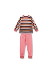 Schlafanzug Sanetta "Pyjama Pyjama Streifen lang Frottee 1er Pack", M&auml;dchen, Gr. 104, rosa (orange, wei&szlig;, blau), Obermaterial: 80% Baumwolle CO. 20% Polyester PES., Homewear-Sets Schlafanzug