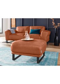 Hocker W.Schillig "montanaa", braun (cognac z69), B:71cm H:42cm T:71cm, Hocker, Hocker, mit Metallkufen in Schwarz pulverbeschichtet, Breite 71 cm