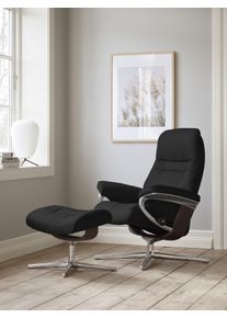 Relaxsessel stressless "Sunrise", schwarz (schwarz paloma), B:79cm H:103cm T:73cm, Leder PALOMA: PALOMA ist ein durchgef&auml;rbtes Semianilin-M&ouml;belleder mit nat&uuml;rlicher Narbung., Sessel, Relaxsessel, mit Cross Base, Gr&ouml;&szlig;e S, M & L, Holzakzent Braun