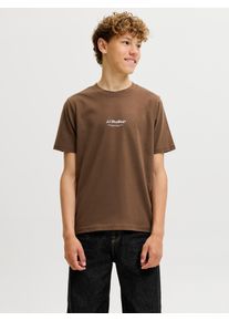 Jack & Jones Rundhalsshirt JACK & JONES JUNIOR "JJESOHO TEE SS CREW NECK NOOS JNR", Jungen, Gr. 164, braun (cocoa), Single Jersey, Obermaterial: 100% Baumwolle, bedruckt, regular fit normal, Rundhals, Shirts Rundhalsshirt, Baumwolle, locker geschnitten