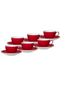 Ritzenhoff & Breker Tasse RITZENHOFF & BREKER "Kaffeetassen mit Untertassen Doppio 200 ml 6er Set", rot, 12 tlg., Porzellan, Trinkgef&auml;&szlig;e, Tasse