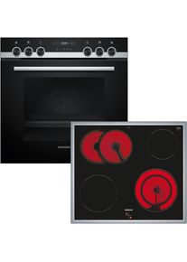 Siemens Elektro-Herd-Set "EQ521KA11", Energieeffizienz: A+, grau (edelstahl), Herdsets, Gleichm&auml;&szlig;ige Hei&szlig;luft auf 3 Ebenen & schnelle humidClean Reinigung, Elektro-Herd-Set
