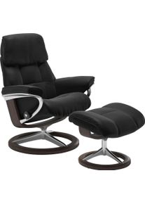 Relaxsessel stressless "Ruby", schwarz (schwarz paloma), B:88cm H:101cm T:78cm, Leder BATICK: durchgef&auml;rbtes und genarbtes M&ouml;belleder;Leder PALOMA: durchgef&auml;rbtes Semianilin-M&ouml;belleder, Sessel, Relaxsessel, mit Signature Base, Gr&ouml;&szlig;e L, Gestell Eiche, Wenge, Braun & Schwarz