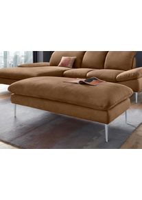Hocker W.Schillig "enjoy&MORE", braun (chocolate s37), B:151cm H:45cm T:71cm, Chenille-Flachgewebe R66 (85% Polyester, 15% Nylon);Longlife Xtra-Leder Z59: Glattleder mit modischer Pr&auml;gung. Hautst&auml;rke 0, 9 - 1, 1 mm;Stoff S37 (100% Polyester), Hocker, Hocker, F&uuml;&szlig;e silber matt, Breite 151 cm