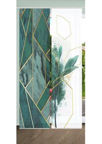 Schiebegardine HOME IN GREEN "SIGNUM" Gr. 1, gr&uuml;n, B:60cm H:245cm, Polyester, Gardinen, Schiebegardine, SET DIGITALDRUCK,BAMBUSOPTIK RECYCELT