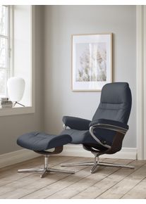 Relaxsessel stressless "Sunrise", beige (cream batick), B:83cm H:105cm T:74cm, Leder BATICK: BATICK ist ein leicht korrigiertes, durchgef&auml;rbtes und genarbtes M&ouml;belleder, bei dem die meisten Unebenheiten und Spuren in der Regel entfernt wurden., Sessel, Relaxsessel, mit Cross Base, Gr&ouml;&szlig;e S, M & L, Holzakzent Braun