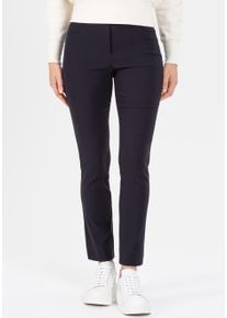 Stoffhose Stehmann "Loli", Damen, Gr. 46, N-Gr, blau (marine), Web, Obermaterial: 72% Viskose, 25% Polyamid, 3% Elasthan, unifarben, gerade, unten schmal lang, Hosen Stoffhose, Sommerhose mit Schlitz am Beinabschluss