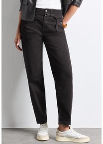 Loose-fit-Jeans Street One "Style Karlie", Damen, Gr. 33, L&auml;nge 30, schwarz (braun washed), Denim/Jeans, Obermaterial: 81% Baumwolle, 17% Polyester, 2% Elasthan, unifarben, loose fit lang, Jeans Loose-fit-Jeans, mit Barrel Legs / Stretch / Bindeg&uuml;rtel