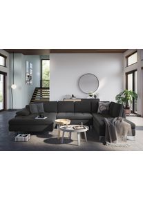 Sit & More Wohnlandschaft SIT & MORE "Latigo U-Form", grau (dunkelgrau), B:346cm T:201cm, Sofas, Wohnlandschaft, mit Mega-Recamiere, wahlweise mit Schlaffunktion und Bettkasten