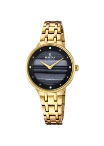 Quarzuhr Festina "Mademoiselle", gold (goldfarben, schwarz), Armbanduhren, Damen, Quarzuhr, Armbanduhr, Damenuhr, Edelstahlarmband, analog, Zirkonia (synth.)