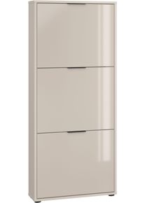 HBZ-MEBLE Schuhkipper HBZ "Jana Schuhkipper, Glasfronten, Metallgriffe", kaschmir, B:60cm H:137cm T:17cm, Glas, Holzwerkstoff, Sideboards, Schuhkipper, Breite 60cm, Glasfront, Metallgriffe