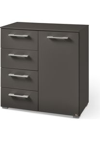 Kombikommode "Henderson", grau (graphit), B:80cm H:81cm T:42cm, Holzwerkstoff, SET ONE BY Musterring, Sideboards, Kombikommode, mit 1 T&uuml;r und 4 Schubladen inkl. Selbsteinzug und D&auml;mpfung