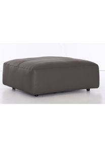 Hocker Musterring "LUCIA", grau (fango bax), B:120cm H:43cm T:120cm, Flachgewebe VALMONT (60% Baumwolle/40% Leinen);Leder PURO, pigmentiertes Leder;Microfaser CRONA (100% Polyester);Flachgewebe FLORIS (100% Polyester);Leder BAX, pigmentiertes Leder, Hocker, Hocker