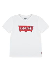 T-Shirt LEVI'S KIDS "LVG FLORAL BATWING SS TEE", M&auml;dchen, Gr. 8 (128), wei&szlig; (blanc de blanc), Single Jersey, Obermaterial: 100% Baumwolle, bedruckt, regular fit normal, Rundhals, gerader Abschluss, Shirts T-Shirt, mit gro&szlig;em Batwing-Logo