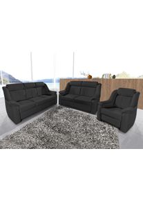 Sit & More Polstergarnitur SIT & MORE "Basel", schwarz, Kunstleder SOFTLUX, Sitzm&ouml;bel-Sets, Polstergarnitur, Set, bestehend aus 3-Sitzer + 2-Sitzer + Sessel