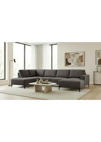 Wohnlandschaft OTTO HOME "Tournon U-Form, XXL Sofa, Breite 333 cm, Webstoff, Chenille", grau (anthrazit), B:333cm H:85cm T:198cm, 100% Polyester, Sofas, Wohnlandschaft, Designsofa im nordischen Stil, Wellenunterfederung, Metallf&uuml;&szlig;e
