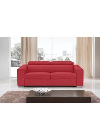 Schlafsofa Egoitaliano "Cabiria, Design und super Sitz- und Liegekomfort", rot (ruby), B:226cm H:97cm T:103cm, Sofas, Schlafsofa, Sofa inkl. Schlaffunktion, Kopfteile verstellbar, mit Metallf&uuml;&szlig;en