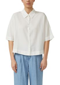 Hemdbluse s.Oliver, Damen, Gr. 46, wei&szlig;, Web, Obermaterial: 70% Viskose, 30% Lyocell, unifarben, l&auml;ssig geschnitten h&uuml;ftbedeckend, Rundhals, abgesteppte Kante, Blusen Hemdbluse, Sommerbluse mit 3/4-Arm und aus Viskosemix
