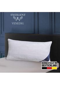 3-Kammer-Kopfkissen EXCELLENT "Venedig, Kissen 1-tlg. oder 2-tlg. hergestellt in Deutschland", wei&szlig;, B:40cm L:60cm, Bezug: 100% Baumwolle. F&uuml;llung Au&szlig;en: 90% Daunen, 10% Federn. F&uuml;llung Innen: 100% Federn, Kopfkissen, 3-Kammer-Kopfkissen, Kopfkissen in 40x80 und 80x80, Hohenstein Institute ausgezeichnet