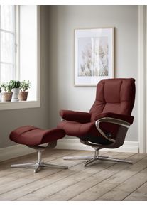Fu&szlig;hocker stressless "Mayfair", rot (rot dinamica), B:55cm H:41cm T:39cm, Microfaser DINAMICA (88% Polyester, 12% Polyurethan), Hocker, Fu&szlig;hocker, mit Cross Base, Gr&ouml;&szlig;e S, M & L, Holzakzent Braun