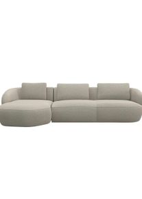 Wohnlandschaft FLEXLUX "Torino, rund, L-Form, Sofa-Ecke mit Recamiere, Longchair-Sofa", beige (natural), B:307cm H:85cm T:146cm, 100% Polyester, Sofas, Wohnlandschaft, Modernes, organisches Sofa-Design, Kaltschaum, Wellenunterfederung