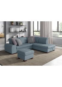 Sit & More Ecksofa SIT & MORE "Luxor L-Form", blau (hellblau), B:259cm H:82cm T:224cm, Luxus-Microfaser ALTARA NUBUCK (100% Polyester);Soft clean (98% Polyester, 2% Polyamid);Struktur fein (100% Polyester), Sofas, Ecksofa, wahlweise mit Schlaffunktion, Stauraum und Kopfteilverstellung