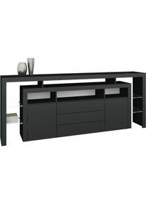 borchardt M&ouml;bel Sideboard BORCHARDT M&Ouml;BEL "Rosario", schwarz (schwarz, matt), B:220cm H:88cm T:35cm, Sideboards, Sideboard, Breite 220 cm