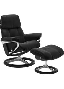 Relaxsessel stressless "Ruby", schwarz (schwarz paloma), B:78cm H:100cm T:76cm, Leder PALOMA: durchgef&auml;rbtes Semianilin-M&ouml;belleder;Leder BATICK: durchgef&auml;rbtes und genarbtes M&ouml;belleder, Sessel, Relaxsessel, mit Signature Base, Gr&ouml;&szlig;e M, Gestell Eiche, Wenge, Braun & Schwarz