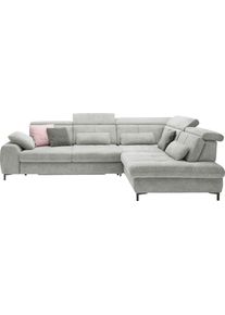 Ecksofa, famosa alu, SET ONE BY Musterring, Sofas, B/H/T: 317cm x 86cm x 220cm, Flachgewebe, Armlehne links, Sitztiefenverstellung,Kopfteilverstellung,Ohne Bettfunktion,Ohne Schubkasten, 100% Polyester, Ecksofa, Kaltschaumpolsterung, Flachgewebe, whlw. mit Funktionen, Sitzh&ouml;he 49, B:317cm H:86cm T:220cm