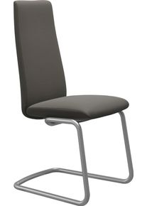 Polsterstuhl stressless "Laurel", grau (metal grau paloma, chrom matt), B:53cm H:105cm T:60cm, Leder PALOMA: PALOMA ist ein durchgef&auml;rbtes Semianilin-M&ouml;belleder mit nat&uuml;rlicher Narbung., St&uuml;hle, Polsterstuhl, High Back, Gr&ouml;&szlig;e M, mit Beinen aus Stahl in Chrom matt