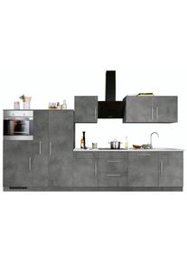 Wiho-K&uuml;chen K&uuml;chenzeile WIHO K&Uuml;CHEN "Cali", grau (k&uuml;che: grau, korpus: betonfarben, arbeitsplatte: canvas grau), B:360cm T:60cm, Komplettk&uuml;chen-Sets, K&uuml;chenzeile, mit E-Ger&auml;ten, Breite 360 cm