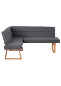 Eckbank OTTO HOME "Mellio", anthrazit, eichefarben, B:190cm H:82cm T:150cm, Stoff, Sitzb&auml;nke, Eckbank, Beine aus massiver Eiche, pflegeleichtem Webstoff Bezug, Breite 190 cm