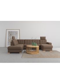 Sit & More Wohnlandschaft SIT & MORE "Quincy U-Form", braun (schoko), B:312cm H:82cm T:213cm, Sofas, Wohnlandschaft, wahlweise mit Schlaffunktion und Bettkasten