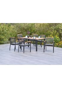 Garten-Essgruppe Merxx "&raquo;Tilos&laquo;", grau (grau, graphit, graphit), Aluminium, Massivholz, Sitzm&ouml;bel-Sets, Garten-Essgruppe, Tisch: LxB: 150x90 cm