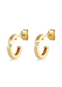 Paar Creolen Elli DIAMONDS "Ohrringe Creolen Diamant Wei&szlig; Brillantschliff (0.03 ct.) 585 Gelbgold" Gr. 12, gold, Ohrringe, Damen, 12, P1 = bei 10-facher Vergr&ouml;&szlig;erung erkennbare Einschl&uuml;sse mit Diamanten, Gelbgold 585, Paar Creolen