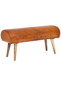 Mid.you , Braun , Leder , Echtleder , Ziegenleder , Mangoholz , massiv , 100x53x40 cm ,