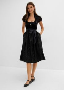 Dirndl med sammetskjol (2 delar) - svart - storlek 52 - bonprix