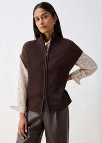 Stickad v&auml;st i mjuk ylleblandning - brun - storlek 52/54 (XXL) - bonprix