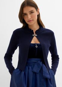 Folkdr&auml;ktsinspirerad cardigan - bl&aring; - storlek 44/46 (L) - bonprix